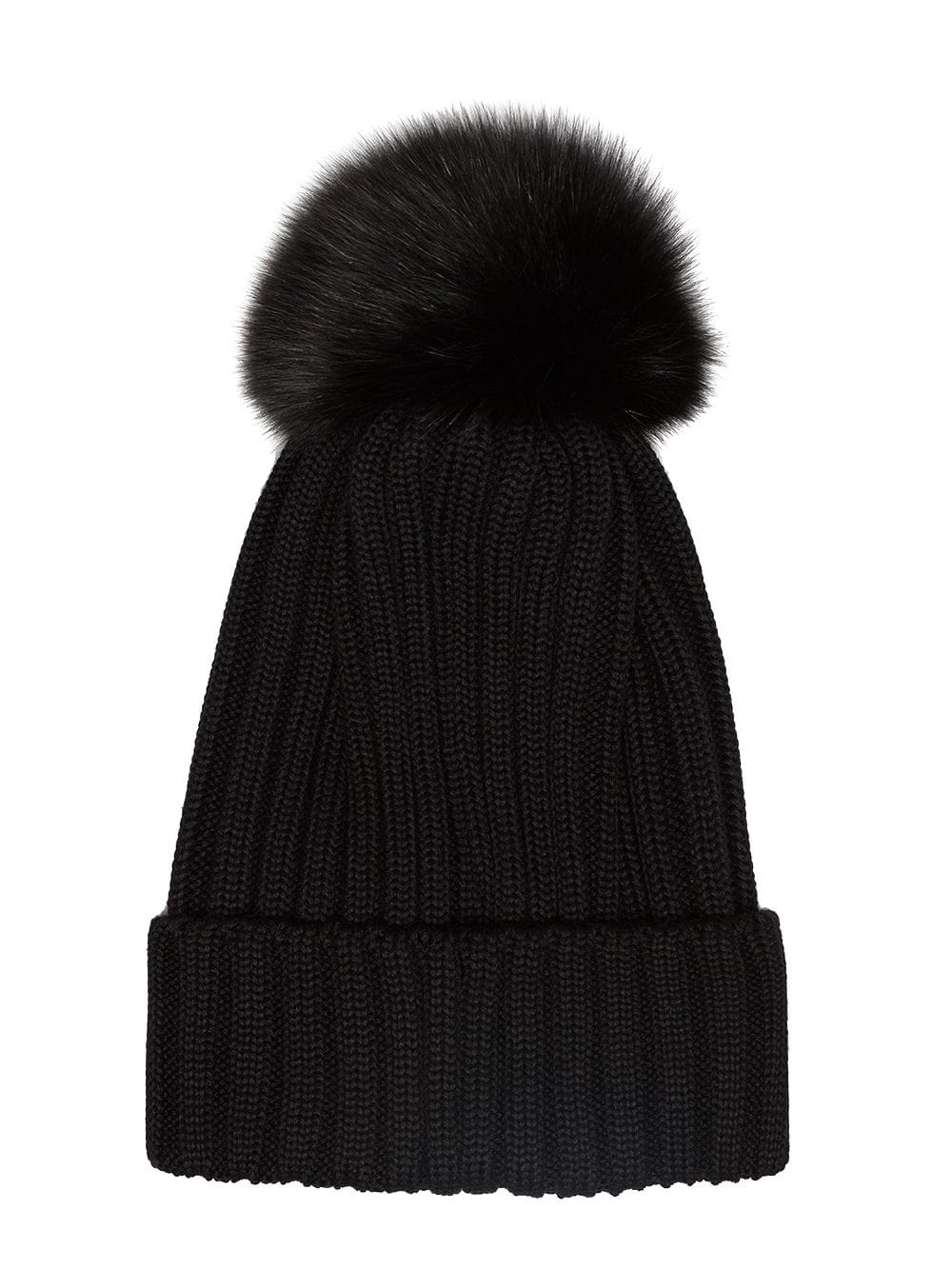 Moncler Black wool beanie hat with pom pom - GLAMI.gr