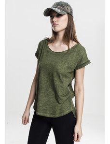 UC Ladies Women's long-back T-shirt in the shape of a spray with olive dye