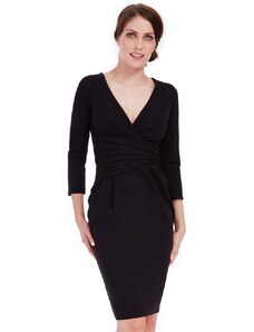 GB Fashion 9183 GB Μίντι φόρεμα με V - μαύρο
