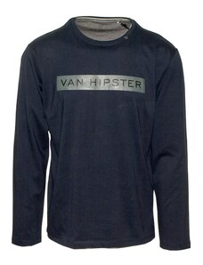 VAN HIPSTER 71439-03 Ανδρική μακρυμάνικη μπλούζα με τύπωμα - μπλέ navy