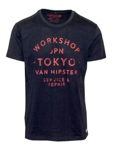 VAN HIPSTER 71499-03 Ανδρικό T-shirt με μοντέρνο τύπωμα - Μπλέ Navy