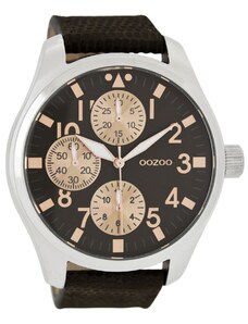 Ρολόι OOZOO Timepieces με καφέ λουράκι και μαύρο καντράν C7488