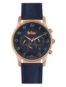 LEE COOPER Dual Time Men's - LC06425.499, Rose Gold case with Blue Leather Strap