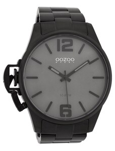 Ρολόι OOZOO Steel με μαύρο μπρασελέ και γκρι καντράν OSGR18