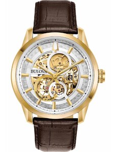 BULOVA Mechanic Collection Automatic - 97A138 Gold case with Brown Leather Strap