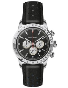 PAUL SMITH Chronograph - PS0110001, Silver case with Black Leather Strap