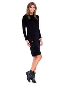 BY Style 80071 BY Φόρεμα με κουκούλα και τσέπες-Μαύρο