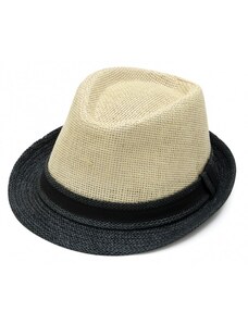 Καπέλο ψάθα μπέζ μαύρο 0716 OEM