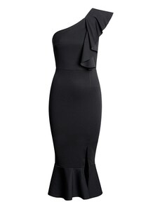 CATWALK Μίντι κρέπ φόρεμα με βολάν και έναν ώμο - Μαύρο 52611