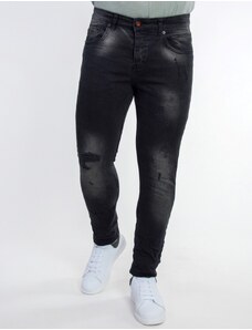 Profil Ανδρικό μαύρο τζιν παντελόνι με φθορές 80102