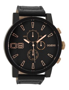 OOZOO Timepieces - C9034, Black case with Black Leather Strap
