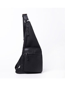 FRANCINEL Τσάντα body μαύρη ύφασμα με δέρμα 4+1θ PO07M - 223886-01
