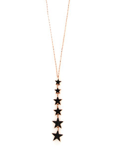 VFJ-Voulgaris Fashion Jewelry VFJ Κολιέ αστέρια από ροζ ασήμι με μαύρα ζιργκόν