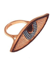 VFJ-Voulgaris Fashion Jewelry VFJ Εντυπωσιακό δαχτυλίδι μάτι ροζ χρυσό με ζιργκόν