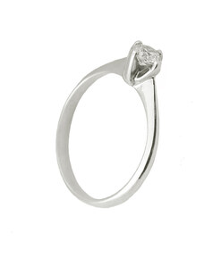 Cr Kosmima Cr Μονόπετρο ασημένιο δαχτυλίδι με λευκό ζιργκόν 4mm