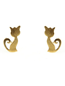 Stelios Ασημένια καρφωτά σκουλαρίκια γάτα