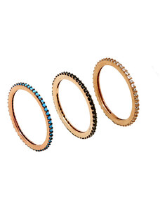 VFJ-Voulgaris Fashion Jewelry VFJ Ασημένια 3 ολόβερα δαχτυλίδια με ζιργκόν
