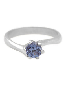 Cr Kosmima Cr Ασημένιο μονόπετρο δαχτυλίδι με μπλε ζιργκόν 5mm