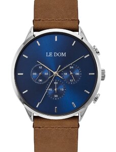 LE DOM Principal Chronograph - LD.1436-7, Silver case with Brown Leather Strap