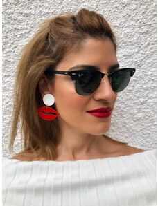Christina Christi Red Lips Earrings with Clip On
