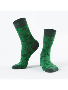 FASARDI Σκούρες πράσινες γυναικείες κάλτσες με φύλλα