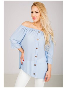 Kesi Κομψή γυναικεία μπλούζα με κουμπιά - μπλε,
