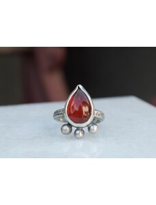 SILVERstro Ασημένιο δαχτυλίδι με κόκκινο Αχάτη(Red Agate)