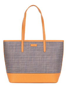 HEXAGONA Τσάντα ώμου shopping πορτοκαλί από συνθετική ψάθα POM2G - 25600-32
