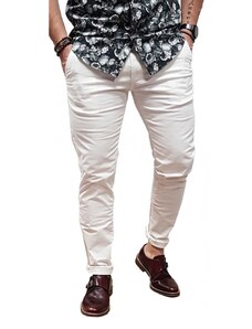 Brokers - 24014-402-451-(01)White - Παντελόνι slim fit υφασμάτινο chinos