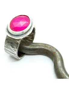 SILVERstro Ασημένιο δαχτυλίδι 925 με Ρόζ Χαλκηδόνιο(Pink chalcedony)