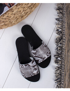 LOVEFASHIONPOINT Sandals Flat Γυναικεία με Μοτίβο Φίδι Δερμάτινα