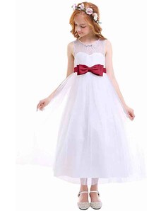 Meng Baby Φορεματάκι Λευκό με κόκκινο παιδικό - 11-13 Χρονών EU160