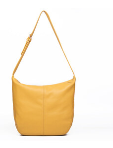 BAGCITY Τσάντα ώμου διθέσια, χειροποίητη σε κίτρινο σπυρωτό δέρμα - 25862-17
