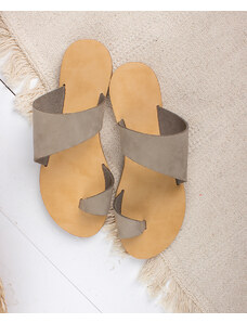 LOVEFASHIONPOINT Sandals Flat Γυναικεία Λαδί Δερμάτινα