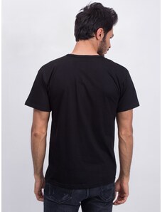 Fashionhunters Μαύρο ανδρικό μπλουζάκι με άδεια