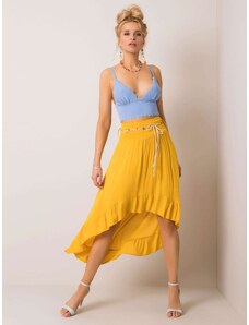 Fashionhunters Κίτρινη ασύμμετρη φούστα