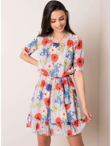 Fashionhunters Γκρι φόρεμα με floral μοτίβο