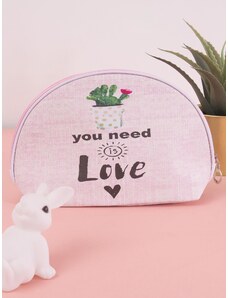 Fashionhunters Ανοιχτό ροζ καλλυντική τσάντα με στάμπα