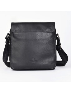Ανδρική τσάντα χιαστί με θήκη ταμπλέτας Hexagona σε μαύρο δέρμα SDQ41FQ - 25440-01