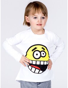 Fashionhunters Βαμβακερή παιδική μπλούζα με λευκό emoticon print