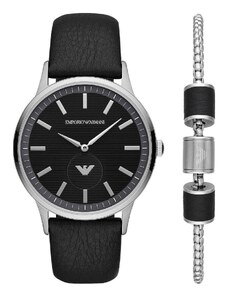 Ρολόι Emporio Armani με μαύρο λουράκι και καντράν AR80039 + Δώρο βραχιόλι
