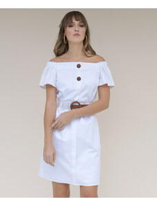 Estel Collection Φόρεμα Έξωμο Λευκό