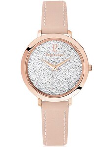 PIERRE LANNIER Ladies Crystals- 105J905 Rose Gold case with Pink Leather strap