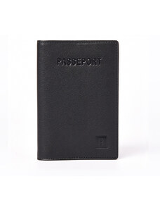 HEXAGONA Θήκη διαβατηρίου δερμάτινη μαύρη H01PO - 227815-01