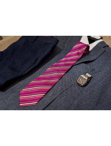 Ancient Greek Scarves Dark Pink Vibrant Silk Tie (Striped)