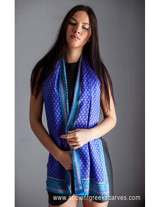 Ancient Greek Scarves Blue and purple silk scarf