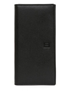 HEXAGONA Γυναικείο πορτοφόλι μεγάλο με κούμπωμα σε μαύρο δέρμα ERE199PE - 25442-01