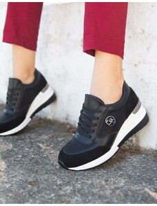 INSHOES Γυναικεία sneakers με κροκό λεπτομέρειες Μαύρο