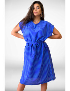 Ancient Greek Scarves Silk striped blue dress - Aphrodite