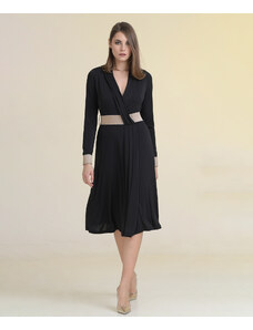 Estel Collection Μαύρο Φόρεμα Κρουαζέ Ελαστικό